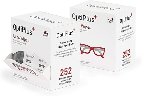 OptiPlus Eyeglass Lens Wipes l Pre-Moistened l Cleaning Wipes for Glasses, Computer & Laptops Screens, Smart Phones, Optical Lens, Goggles, and Watch Screen l Quick-Dry & Scratch-Free | 504 Count in Kuwait