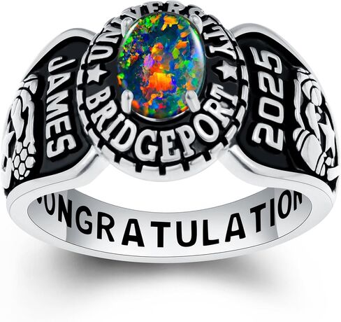 خواتم فئة مخصصة خواتم فئة شخصية بالكامل للنساء أوبال جوهرة الفضة الاسترليني خواتم فئة خواتم للنساء المدرسة الثانوية حجم 5-13 حلقات فئة المدرسة الثانوية النسائية in Kuwait