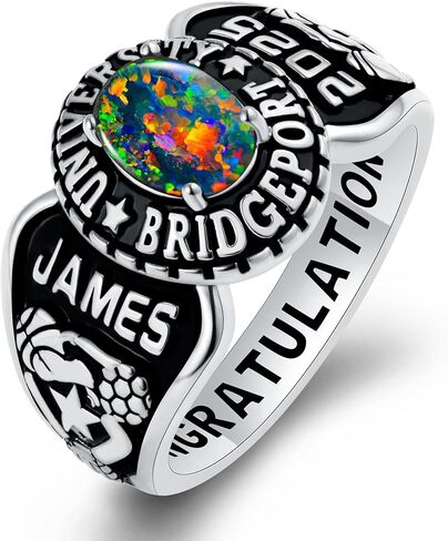 خواتم فئة مخصصة خواتم فئة شخصية بالكامل للنساء أوبال جوهرة الفضة الاسترليني خواتم فئة خواتم للنساء المدرسة الثانوية حجم 5-13 حلقات فئة المدرسة الثانوية النسائية in Kuwait