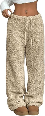 سروال سترة نسائي من GORGLITTER مصنوع من نسيج محبوك بخصر منخفض in Kuwait