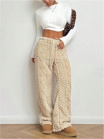 سروال سترة نسائي من GORGLITTER مصنوع من نسيج محبوك بخصر منخفض in Kuwait