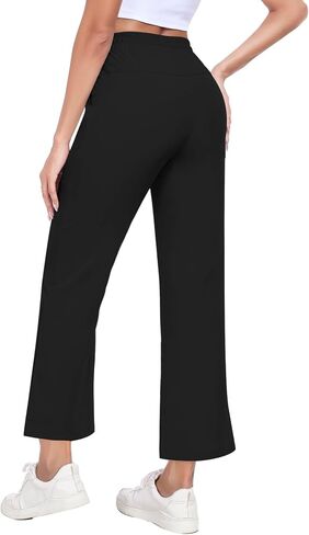 Women's Wide Leg Pants Casual Pants Elastic Waist Drawstring Lounge Work Travel Comfy Cropped Trousers Pants in Kuwait