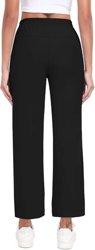 Women's Wide Leg Pants Casual Pants Elastic Waist Drawstring Lounge Work Travel Comfy Cropped Trousers Pants in Kuwait