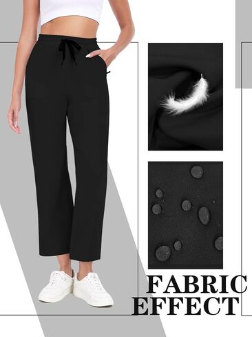 Women's Wide Leg Pants Casual Pants Elastic Waist Drawstring Lounge Work Travel Comfy Cropped Trousers Pants in Kuwait