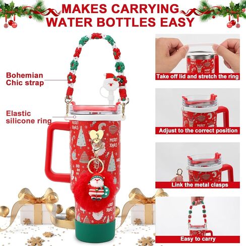 ملحقات الأكواب لكوب ستانلي سعة 30 أونصة و40 أونصة بمقبض، بما في ذلك حزام مقبض زجاجة المياه، وحذاء كوب ستانلي من السيليكون، وغطاء من القش من السيليكون in Kuwait