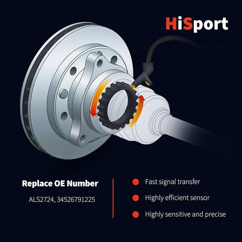 HiSport 2PCS ABS Wheel Speed Sensor Rear Driver and Passenger Side Compatible with BMW ActiveHybrid 3 M235I 118I 120I 220I 228I 230E 320I 328D 328I 330E 330I 335I 335IS 440I Replacement for ALS2724 in Saudi Arabia