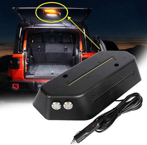 AUDEXEN LED مصباح صندوق السيارة متوافق مع Jeep Wrangler JL JLU 2018-2024، مصباح شحن LED مع ضوء أبيض وضوء تحذير فلاش كهرماني، توصيل مباشر في مقبس ولاعة السجائر in Saudi Arabia