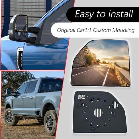 Driver left Side Upper heated Mirror Glass Compatible with Ford F150 2015-2020 Ford F250 F350 2017-2020 Towing Convex Mirror with Rear Holder in Saudi Arabia