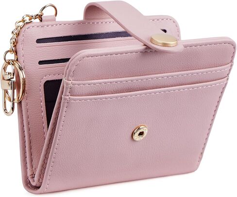 Slim Wallet for Women RFID Blocking Bifold Genuine Leather Credit Card Holder with Zipper Coin Pocket and ID Window (Light Pink) in Saudi Arabia