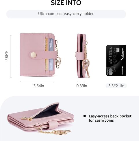 Slim Wallet for Women RFID Blocking Bifold Genuine Leather Credit Card Holder with Zipper Coin Pocket and ID Window (Light Pink) in Saudi Arabia