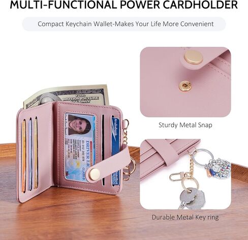 Slim Wallet for Women RFID Blocking Bifold Genuine Leather Credit Card Holder with Zipper Coin Pocket and ID Window (Light Pink) in Saudi Arabia