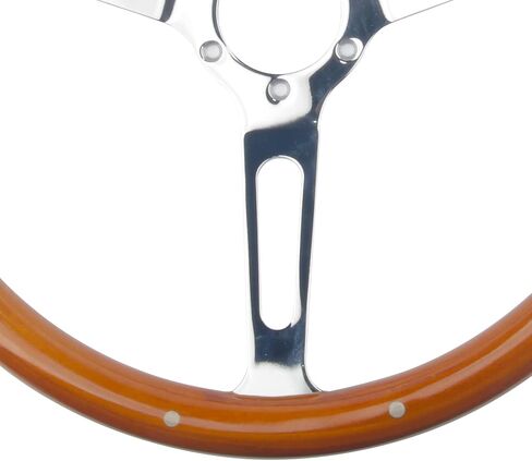 عجلة قيادة MR HELLO مقاس 15 بوصة كلاسيكية مصنوعة من الخشب الأسود و3 قضبان مثبتة 380 مم و6 براغي مع زر قرن (فتحة طويلة) in Kuwait