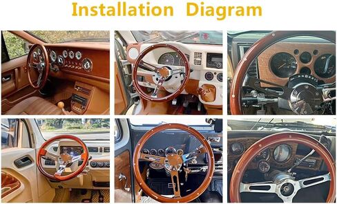 عجلة قيادة MR HELLO مقاس 15 بوصة كلاسيكية مصنوعة من الخشب الأسود و3 قضبان مثبتة 380 مم و6 براغي مع زر قرن (فتحة طويلة) in Kuwait