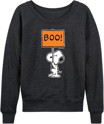 Peanuts - Snoopy Boo Sign - Women's Lightweight French Terry Long Sleeve Shirt in Saudi Arabia