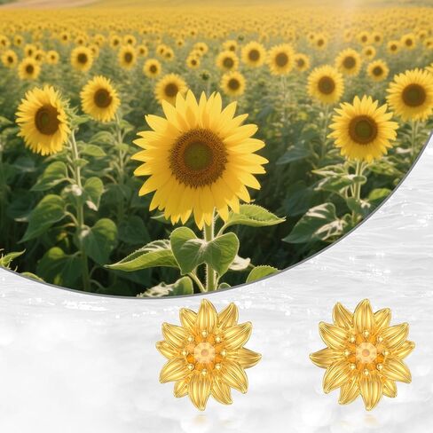 أقراط مسمار السترين الطبيعية في السترين ، 925 جنيه إسترليني فضي الذهب مطلي ، أنت بلدي أشعة الشمس عباد الشمس هدية المجوهرات للنساء in Saudi Arabia