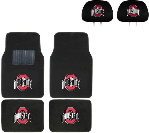 Ohio State University Head Rest Cover and Floor mat. Wow! Logo On Front and Rear Auto Floor Liner. You get 2 headrest covers and 4 Floor Mat in this gift set. Perfect to Ohio State Buckeyes Fan in Saudi Arabia