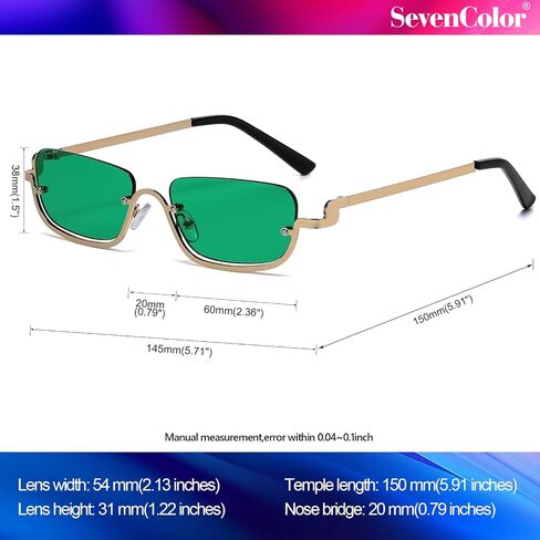 Retro Rectangle Sunglasses for Women Men Trendy Semi-Rimless Y2k Tinted Sun Glasses Narrow Square Shades in Kuwait