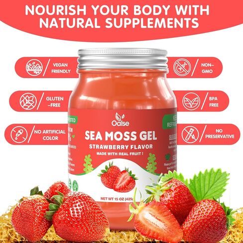 Sea Moss Gel - Natural Sea Moss Supplement Highest Absorption Rate for Digestive & Immune Support 15OZ Beetroot Flavor in Kuwait