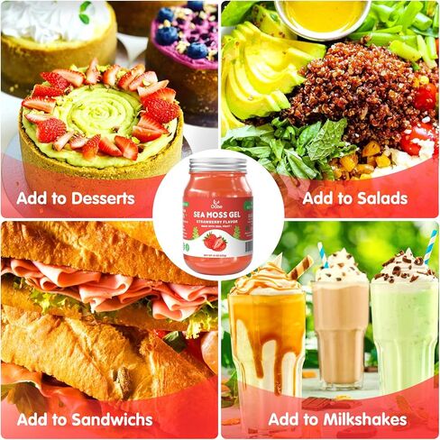 Sea Moss Gel - Natural Sea Moss Supplement Highest Absorption Rate for Digestive & Immune Support 15OZ Beetroot Flavor in Kuwait