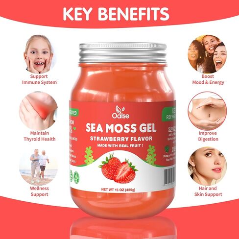 Sea Moss Gel - Natural Sea Moss Supplement Highest Absorption Rate for Digestive & Immune Support 15OZ Beetroot Flavor in Kuwait