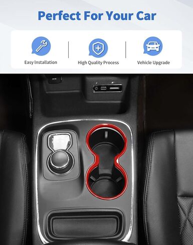 غطاء حامل أكواب ناقل الحركة مناسب لسيارات دودج دورانجو 2011-2020 حامل أكواب أمامي ملحقات داخلية، كروم in Kuwait