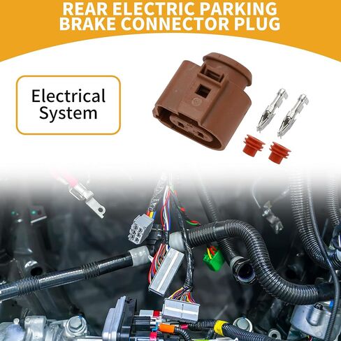 2 Pin Rear Electric Parking Brake Connector Plug No.3B0973752A - Car Female Wire Terminal Connector - for VW Plastic Red - 1 Set in Saudi Arabia