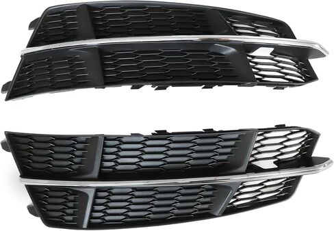 GXARTS Front Bumper Fog Light Grille Cover Black Left&Right Driver&Passenger Side 4G0807682AN Compatible with Audi A6 C7 S-Line 16-2018 4G0807681AN Honeycomb Matte Mesh with Chrome Trim Bezel in Saudi Arabia