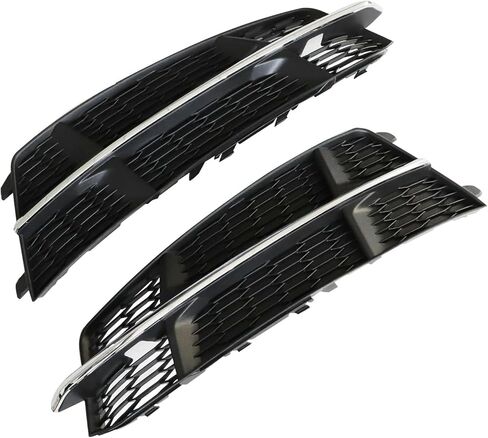 GXARTS Front Bumper Fog Light Grille Cover Black Left&Right Driver&Passenger Side 4G0807682AN Compatible with Audi A6 C7 S-Line 16-2018 4G0807681AN Honeycomb Matte Mesh with Chrome Trim Bezel in Saudi Arabia