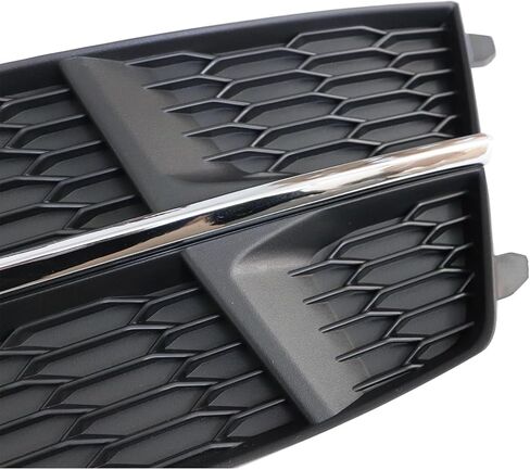 GXARTS Front Bumper Fog Light Grille Cover Black Left&Right Driver&Passenger Side 4G0807682AN Compatible with Audi A6 C7 S-Line 16-2018 4G0807681AN Honeycomb Matte Mesh with Chrome Trim Bezel in Saudi Arabia