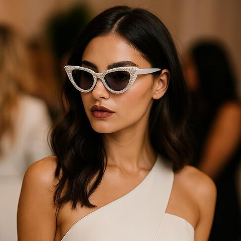 ICARA Fashion حجر الراين النظارات الشمسية النساء مثير كريستال متألقة العصرية الرجعية Cateye حزب النظارات الشمسية in Kuwait