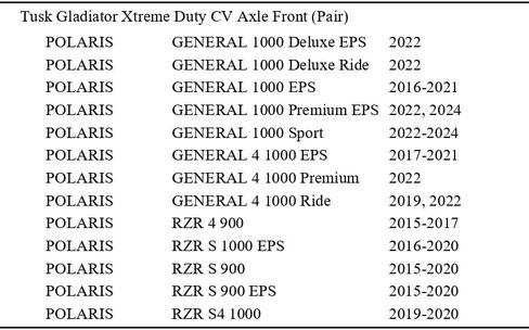 Tusk Gladiator Xtreme Duty CV المحور الأمامي (زوج) متوافق مع Polaris RZR S 900 EPS 2015-2020/S 1000 2016-2020/عام 1000 2016-2025/عام 4 1000 2017-2022 in Saudi Arabia
