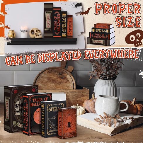 Sabary Decorative Book Box Set of 4 Book Shaped Storage Box Faux Books for Coffee Table Designer Books Decor Decorative Books for Home Decor Bookshelf DIY Crafts in Saudi Arabia