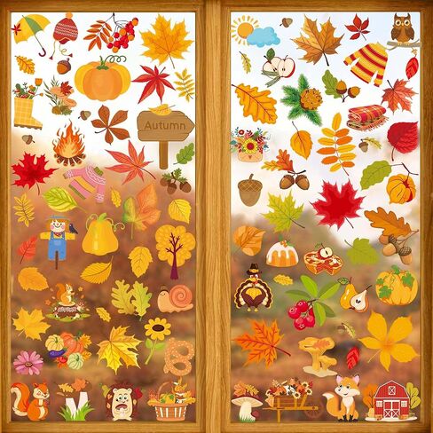 Christmas Window Clings for Glass Windows - 9 Sheets 124 Pcs Christmas Snowflake Window Decal Stickers Decorations for Home Office Shop Classroom Indoor for Xmas Holiday Party Décor in Saudi Arabia