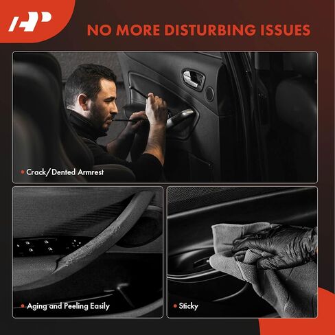 A-Premium Front Interior Door Pull Handle Compatible with Land Rover Discovery Sport 2015-2019, Front Door Armrest with Leather Cover, Black, LR076161, LR076151, 2-PC Set in Saudi Arabia