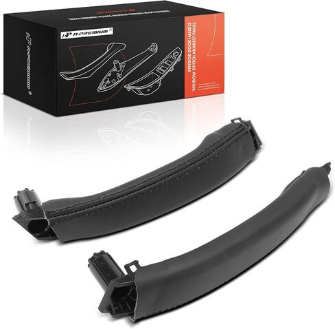A-Premium Front Interior Door Pull Handle Compatible with Land Rover Discovery Sport 2015-2019, Front Door Armrest with Leather Cover, Black, LR076161, LR076151, 2-PC Set in Saudi Arabia
