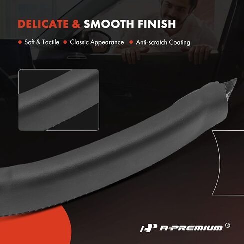 A-Premium Front Interior Door Pull Handle Compatible with Land Rover Discovery Sport 2015-2019, Front Door Armrest with Leather Cover, Black, LR076161, LR076151, 2-PC Set in Saudi Arabia
