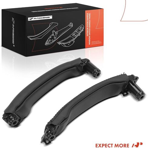 A-Premium Front Interior Door Pull Handle Compatible with Land Rover Discovery Sport 2015-2019, Front Door Armrest with Leather Cover, Black, LR076161, LR076151, 2-PC Set in Saudi Arabia