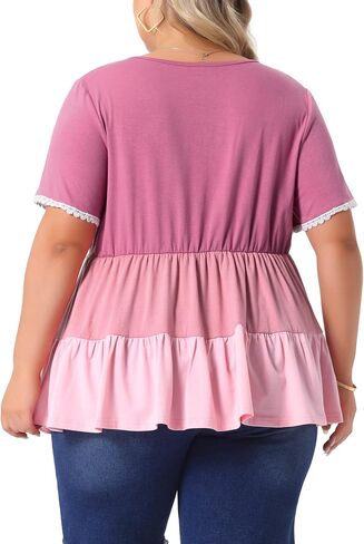 Agnes Orinda Women's Plus Size Babydoll Ruffle Tops Tiered Chic Short Sleeve Casual Loose Flowy Swing Blouses in Saudi Arabia