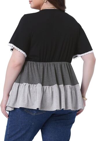 Agnes Orinda Women's Plus Size Babydoll Ruffle Tops Tiered Chic Short Sleeve Casual Loose Flowy Swing Blouses in Saudi Arabia