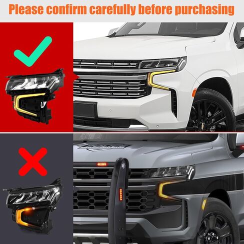 FIONE Full LED Headlights Assembly Compatible with Chevy Tahoe/Suburban 2021 2022 2023 WITH LED Running Light Factory Headlamps Left Driver Side LH in Saudi Arabia