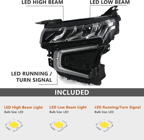FIONE Full LED Headlights Assembly Compatible with Chevy Tahoe/Suburban 2021 2022 2023 WITH LED Running Light Factory Headlamps Left Driver Side LH in Saudi Arabia