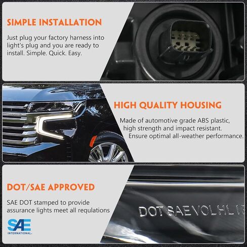 FIONE Full LED Headlights Assembly Compatible with Chevy Tahoe/Suburban 2021 2022 2023 WITH LED Running Light Factory Headlamps Left Driver Side LH in Saudi Arabia