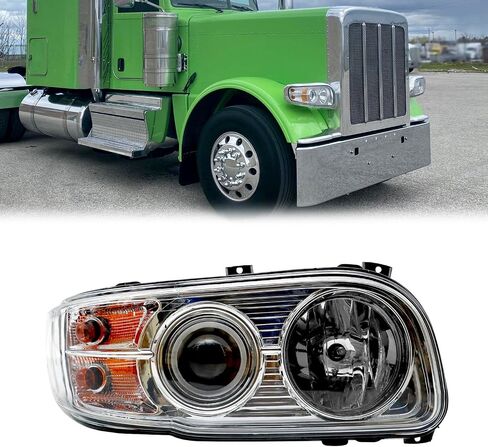 Headlight Assembly Fit for 2008-2018 Peterbilt 388-389, Halogen Headlights Headlamps W/Bulbs Chrome House (Pair of Headlight Assembly) in Saudi Arabia