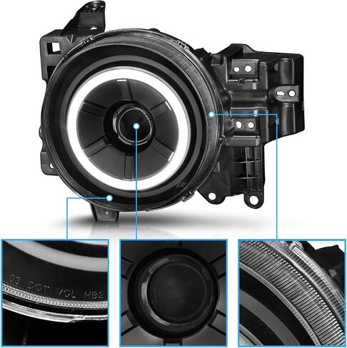 AmeriLite Black Projector Replacement Headlights LED Halo Set For Toyota FJ Cruiser - Passenger and Driver Side in Saudi Arabia