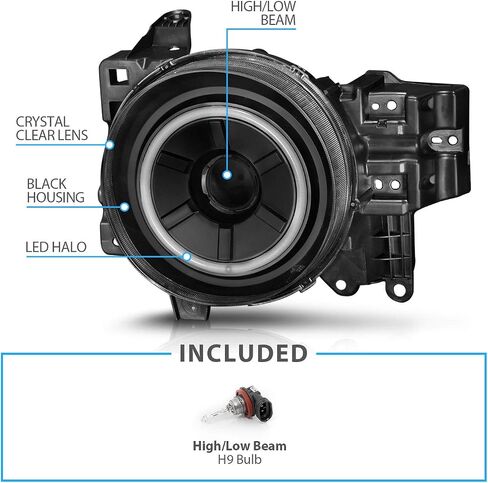 AmeriLite Black Projector Replacement Headlights LED Halo Set For Toyota FJ Cruiser - Passenger and Driver Side in Saudi Arabia