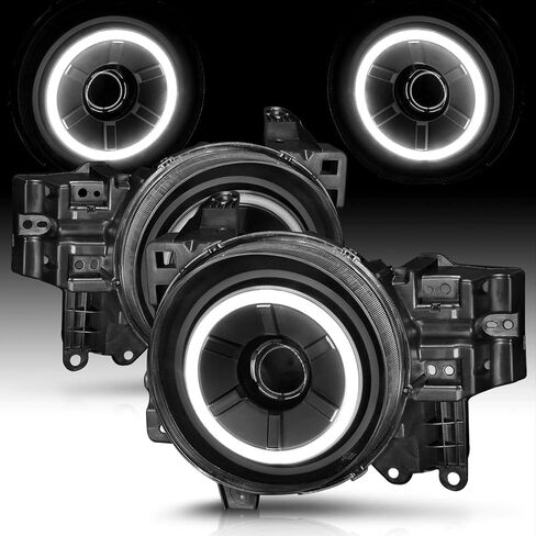 AmeriLite Black Projector Replacement Headlights LED Halo Set For Toyota FJ Cruiser - Passenger and Driver Side in Saudi Arabia