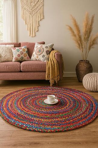 Entryway Rug - 2x3 Rug, Natural Golden Jute Rug Entry Rugs for Inside House, Indoor Rugs for entryway, Earthy Boho Chic Entry Rug, 2 x 3 Rug, 2x3 Rug Non Slip in Saudi Arabia