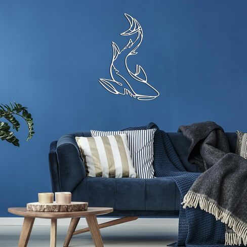 Xedatric Shark Metal Wall Decor – Striking Nautical Wall Sculpture for Bathroom, Room & Home – Durable Marine Animal Art, Rust-Resistant Coastal Decor & Unique Gift Idea in Kuwait
