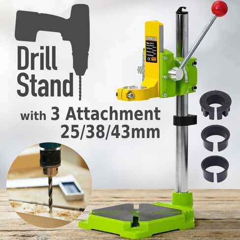 Drill Press Stand for Drill & Mini Bench Clamp Flat Table, Japard Adjustable Drill Depth Up to 2.4", Spindle Collar Diameter 38mm-43mm, Attachable to Electric Drills in Kuwait