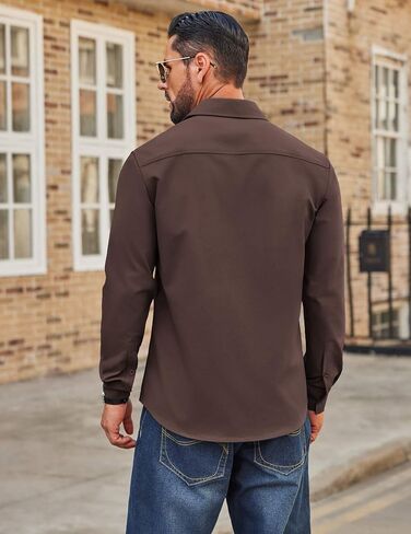COOFANDY Mens Casual Button Down Work Shirts Untucked Long Sleeve Woven Shirt with Pockets in Saudi Arabia